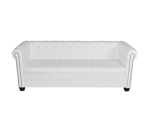 Sofás Chesterfield de 2 y 3 plazas cuero sintético blanco