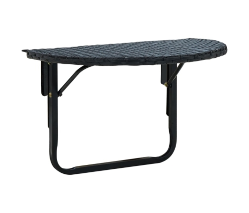 Mesa de balcón de ratán sintético negro 60x60x32 cm