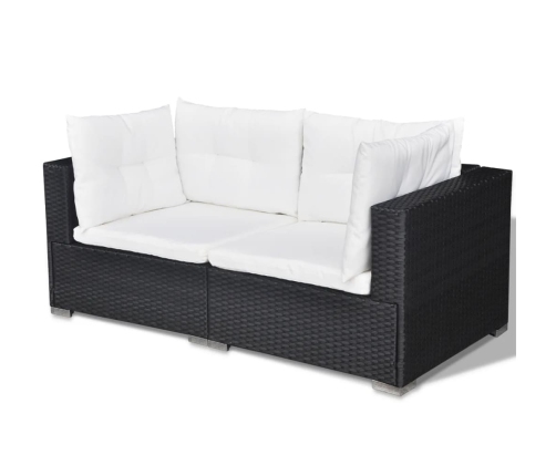 Set muebles de jardín 6 piezas y cojines ratán sintético negro