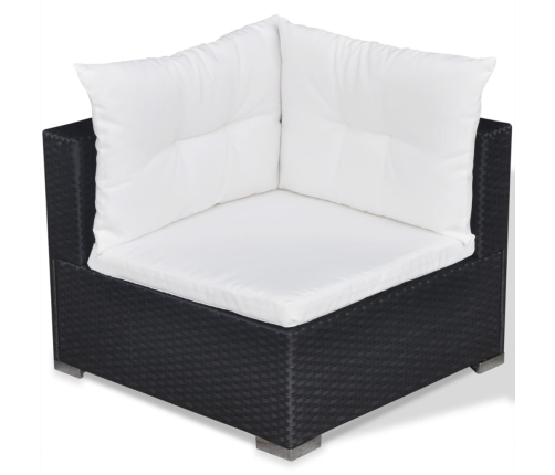 Set muebles de jardín 6 piezas y cojines ratán sintético negro