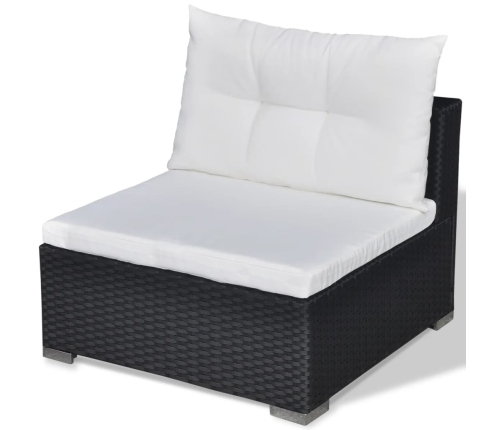 Set muebles de jardín 6 piezas y cojines ratán sintético negro