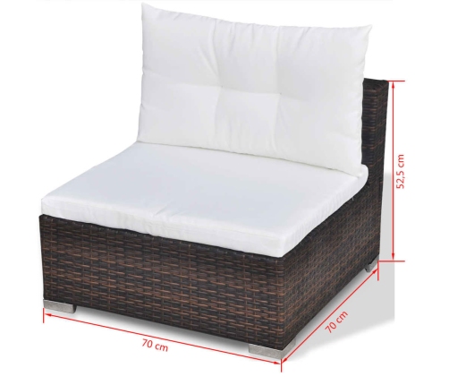 Set muebles de jardín 10 pzas y cojines ratán sintético marrón