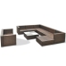 Set muebles de jardín 10 pzas y cojines ratán sintético marrón