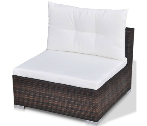 Set muebles de jardín 10 pzas y cojines ratán sintético marrón