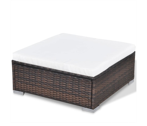 Set muebles de jardín 10 pzas y cojines ratán sintético marrón