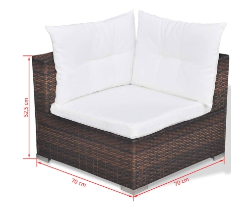 Set muebles de jardín 10 pzas y cojines ratán sintético marrón