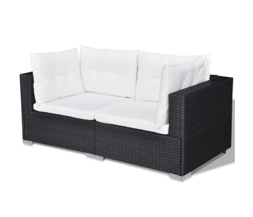 Set muebles de jardín 10 piezas y cojines ratán sintético negro