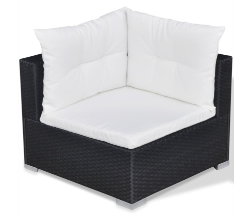 Set muebles de jardín 10 piezas y cojines ratán sintético negro