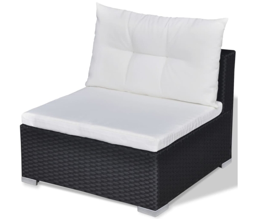 Set muebles de jardín 10 piezas y cojines ratán sintético negro