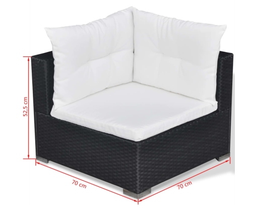 Set muebles de jardín 10 piezas y cojines ratán sintético negro
