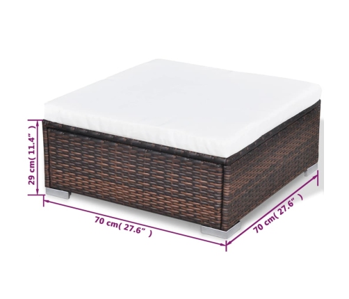 Set muebles de jardín 10 pzas y cojines ratán sintético marrón