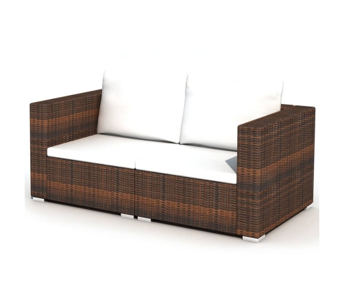 Set muebles de jardín 10 pzas y cojines ratán sintético marrón
