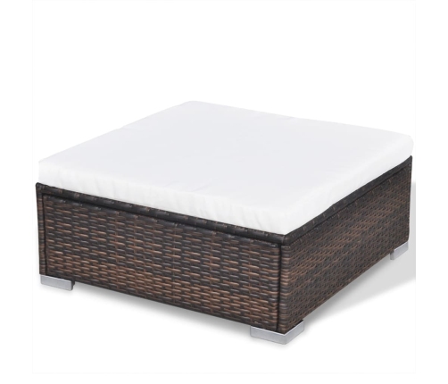 Set muebles de jardín 10 pzas y cojines ratán sintético marrón