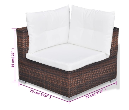 Set muebles de jardín 10 pzas y cojines ratán sintético marrón
