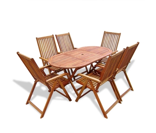 Set de comedor de jardín 7 piezas madera maciza de acacia