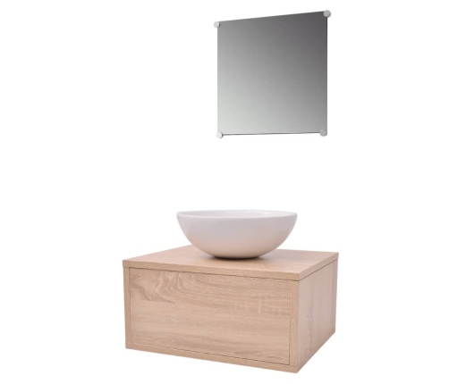 Conjunto de mueble y lavabo 3 piezas beige