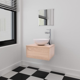 Conjunto de mueble y lavabo 3 piezas beige