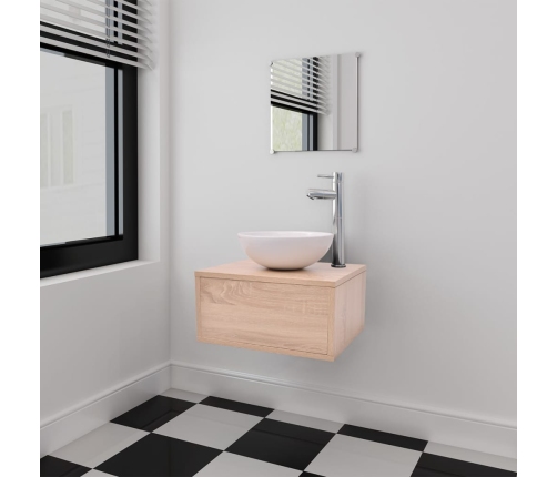 Conjunto de mueble y lavabo 3 piezas beige