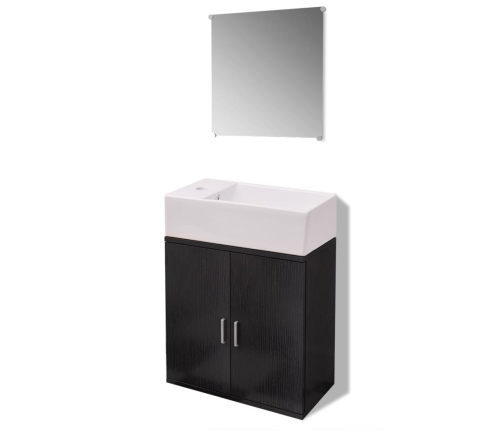 Conjunto de mueble y lavabo 3 piezas negro