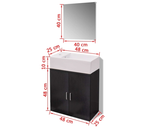 Conjunto de mueble y lavabo 3 piezas negro