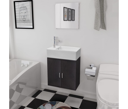 Conjunto de mueble y lavabo 3 piezas negro