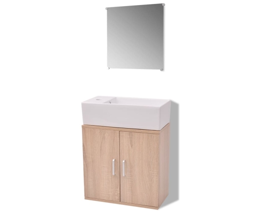 Conjunto de mueble y lavabo 3 piezas beige