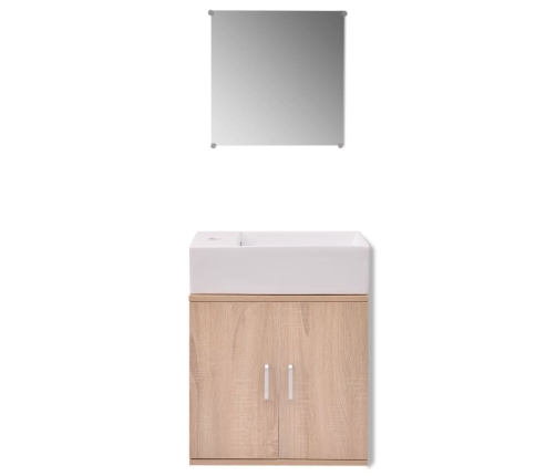 Conjunto de mueble y lavabo 3 piezas beige