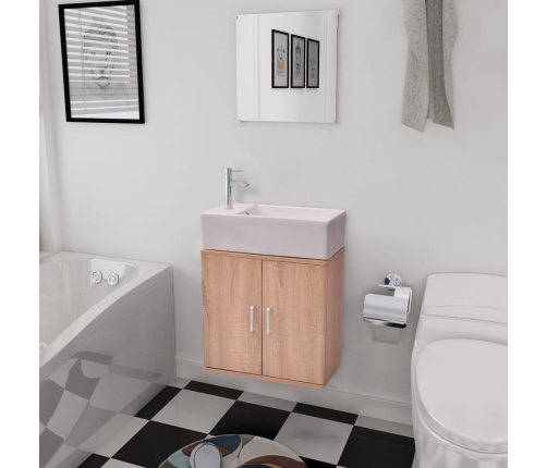 Conjunto de mueble y lavabo 3 piezas beige