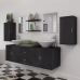 Conjunto de muebles de baño y lavabo 9 piezas negro