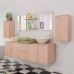 Conjunto de muebles de baño y lavabo 9 piezas beige