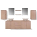 Conjunto de muebles de baño y lavabo 9 piezas beige