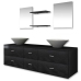 Conjunto de muebles de baño y lavabo 7 piezas negro