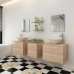 Conjunto de muebles de baño y lavabo 7 piezas beige