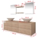 Conjunto de muebles de baño y lavabo 7 piezas beige