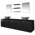 Conjunto de muebles de baño y lavabo 8 piezas negro