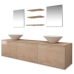 Conjunto de muebles de baño y lavabo 8 piezas beige