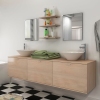 Conjunto de muebles de baño y lavabo 8 piezas beige