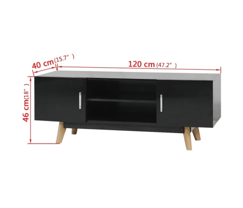 vidaXL Mueble para TV MDF negro alto brillo 120x40x46 cm