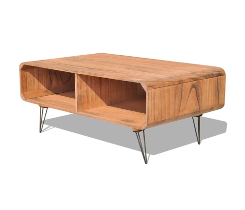 Mesa de centro madera maciza paulownia marrón 90x55,5x38,5 cm