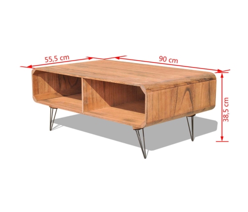 Mesa de centro madera maciza paulownia marrón 90x55,5x38,5 cm