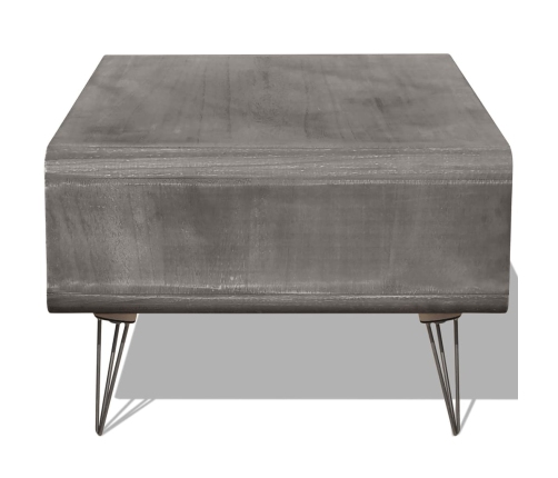 Mesa de centro madera maciza paulownia gris 90x55,5x38,5 cm