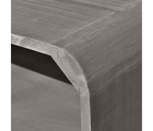 Mesa de centro madera maciza paulownia gris 90x55,5x38,5 cm