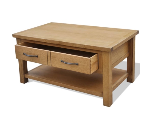 Mesa de centro de madera maciza de roble 88x53x45 cm