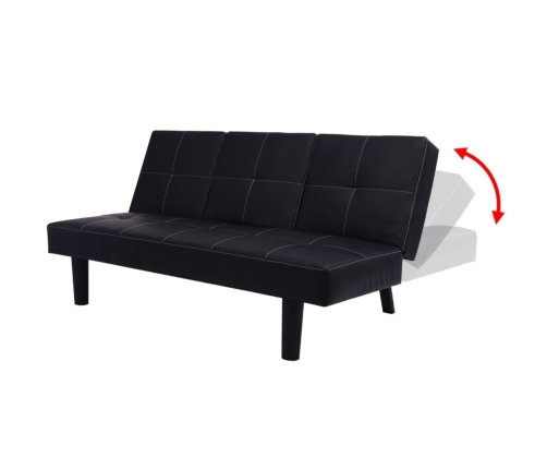 Sofá cama con mesa abatible cuero sintético negro