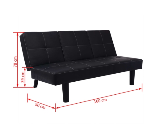 Sofá cama con mesa abatible cuero sintético negro