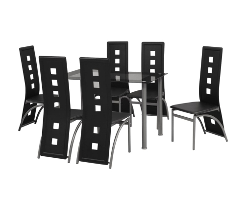 Conjunto de comedor de siete piezas negro