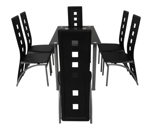 Conjunto de comedor de siete piezas negro