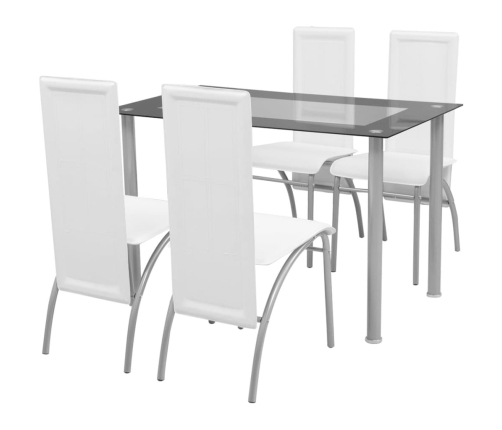 Conjunto de Comedor Cuero Artificial de Cinco Piezas de Color Blanco