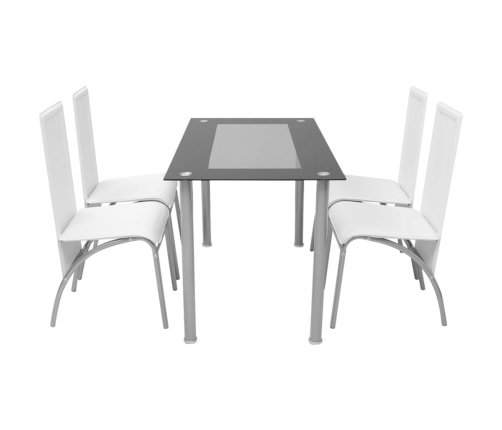 Conjunto de Comedor Cuero Artificial de Cinco Piezas de Color Blanco