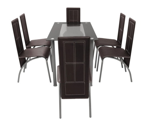 Conjunto de Comedor Elegante y Cómodo de Siete Piezas Color Marrón